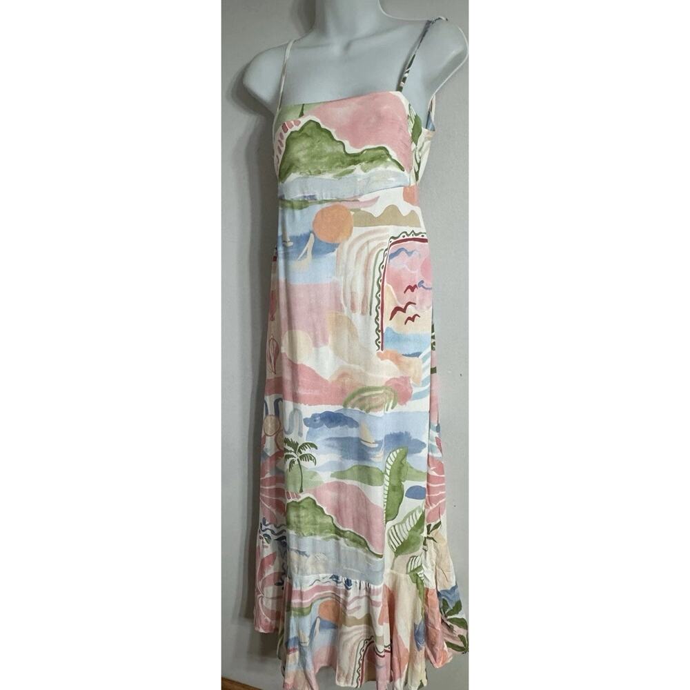 Paper Heart Maxi Dress Women’s XS Island Tropical Print Cut Out Ruffle Hem NWT - Picture 6 of 14